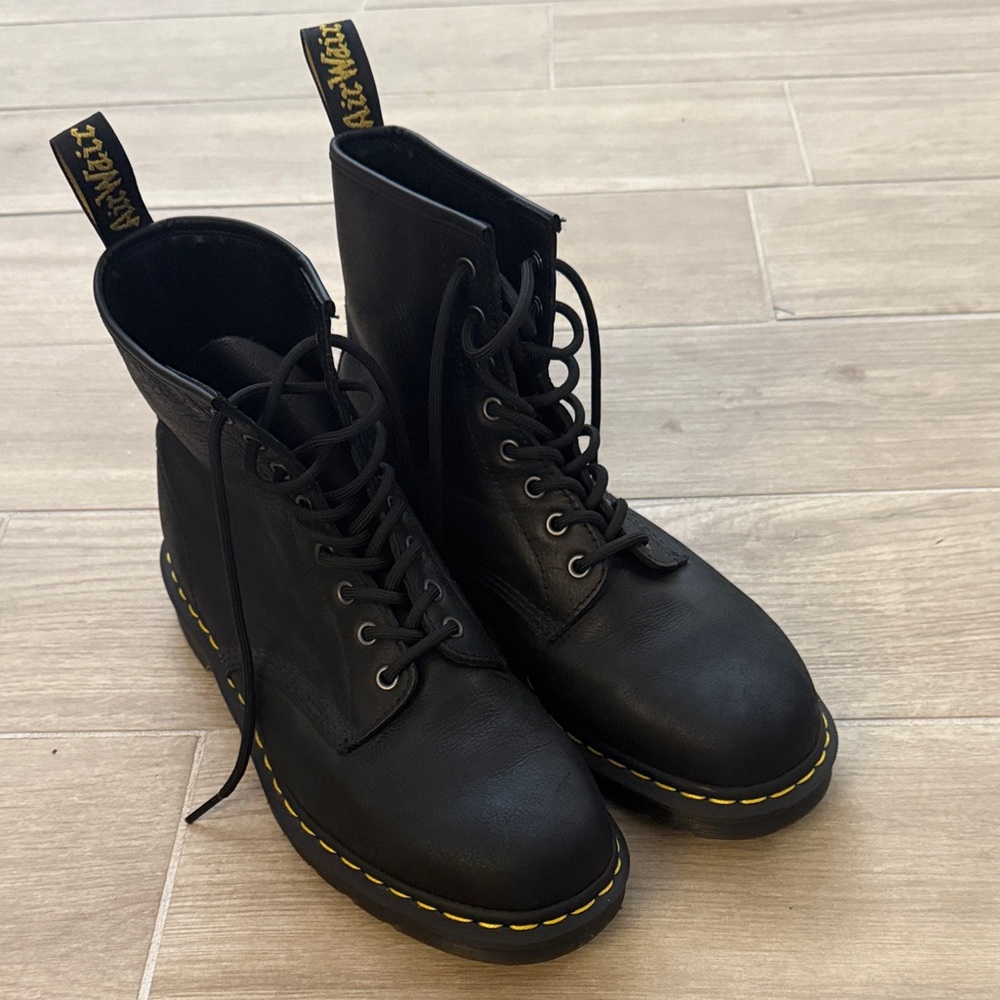 Dr. Martens Black Boots with Yellow Stitching Size 11